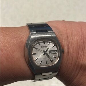 Seiko Silver Day-Date Automatic Watch